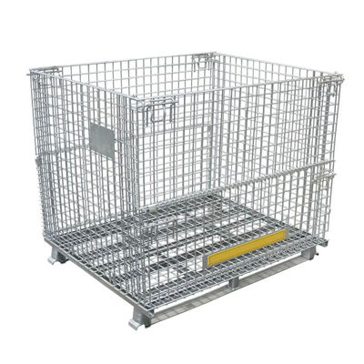 Metal Pallet Stackable Storage Cage Customized Collapsible Wire Mesh Container With Wheels