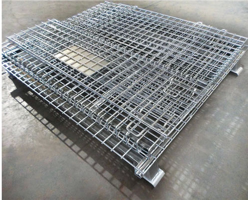 Metal Pallet Stackable Storage Cage Customized Collapsible Wire Mesh Container With Wheels