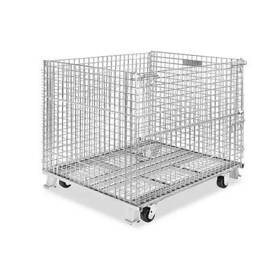 Safety Galvanized Storage Wire Mesh Container Metal Storage Cage For Supermarket