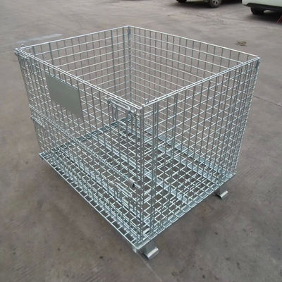 Galvanized Storage Wire Mesh Container Foldable Collapsible With Top Cover Dividers