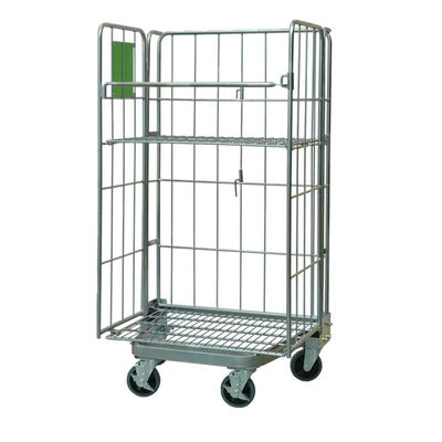 Wire Mesh Steel Nesting Security Roll Cage Trolley Folding For Warehouse Storage