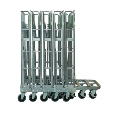 Wire Mesh Steel Nesting Security Roll Cage Trolley Folding For Warehouse Storage