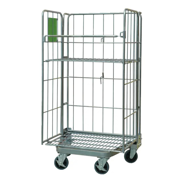 Wire Mesh Steel Nesting Security Roll Cage Trolley Folding For ...