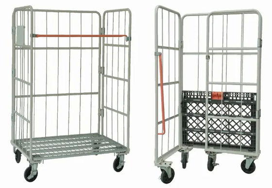 Galvanized Welded Industrial Warehouse Storage Cage Metal Wire Mesh Roll Cage Cart