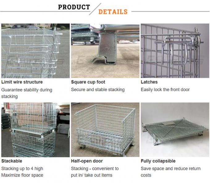 Stack Cargo Storage Wire Mesh Warehouse Storage Cage Collapsible for Logistics 2