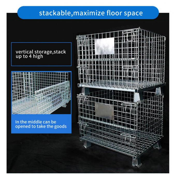 Stack Cargo Storage Wire Mesh Warehouse Storage Cage Collapsible for Logistics 5